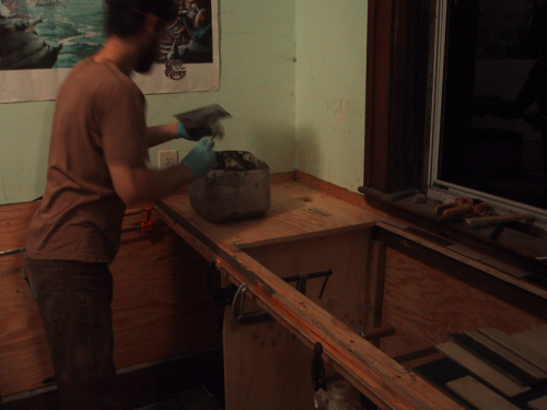 mortaring the countertop