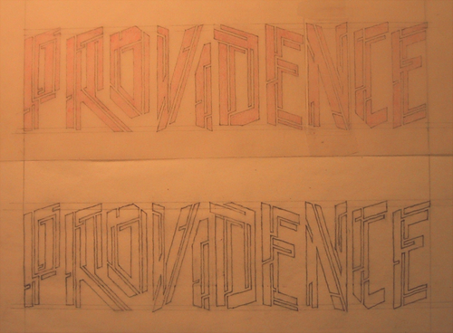 letters traced (below) and kerned (above)
